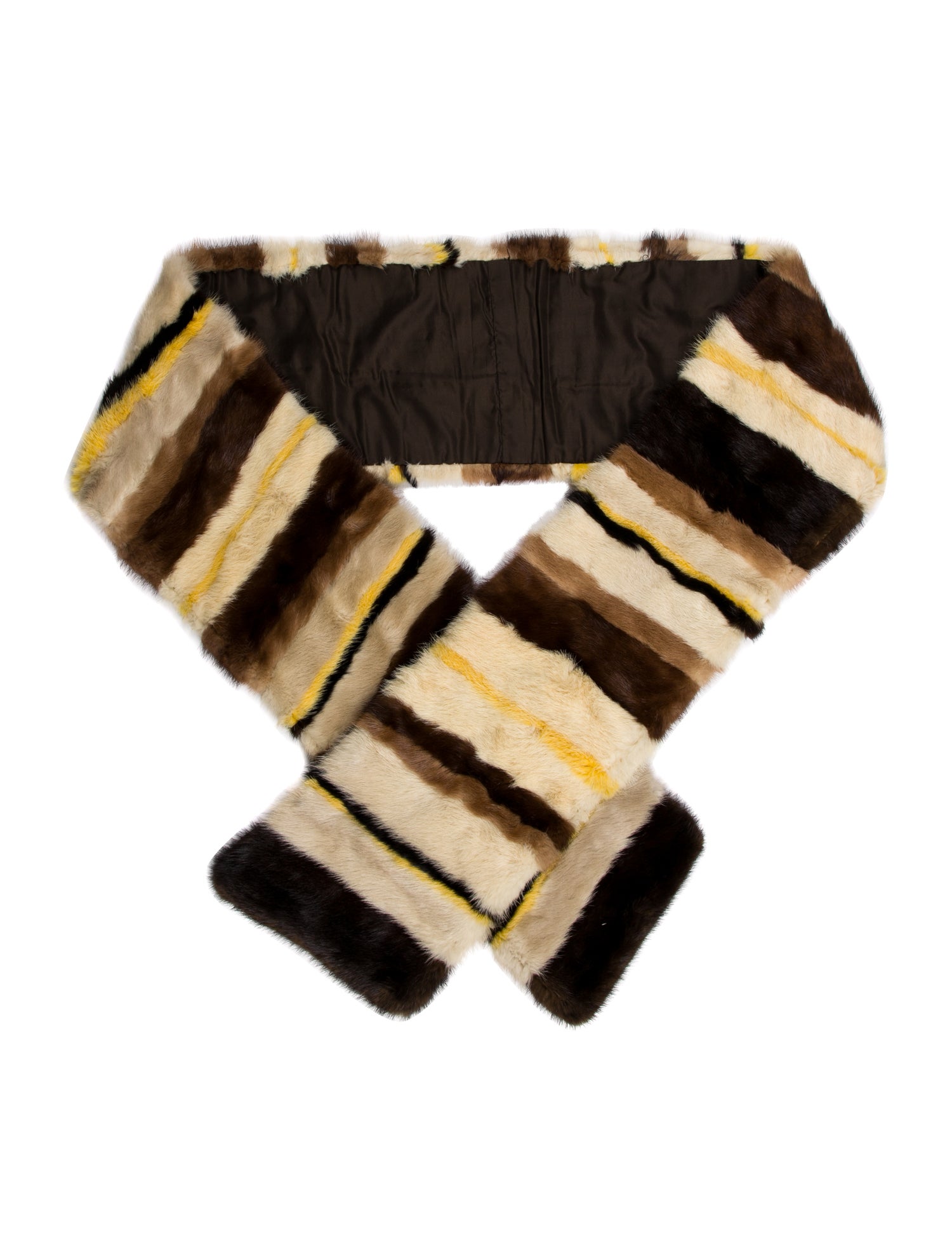 Fur Fur Striped Scarf