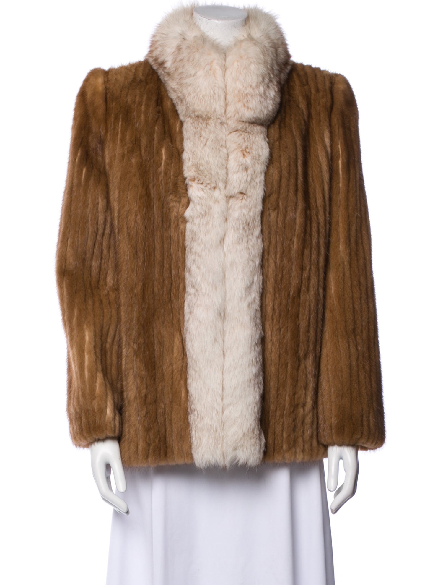 Fur Vintage Colorblock Pattern Faux Fur Coat