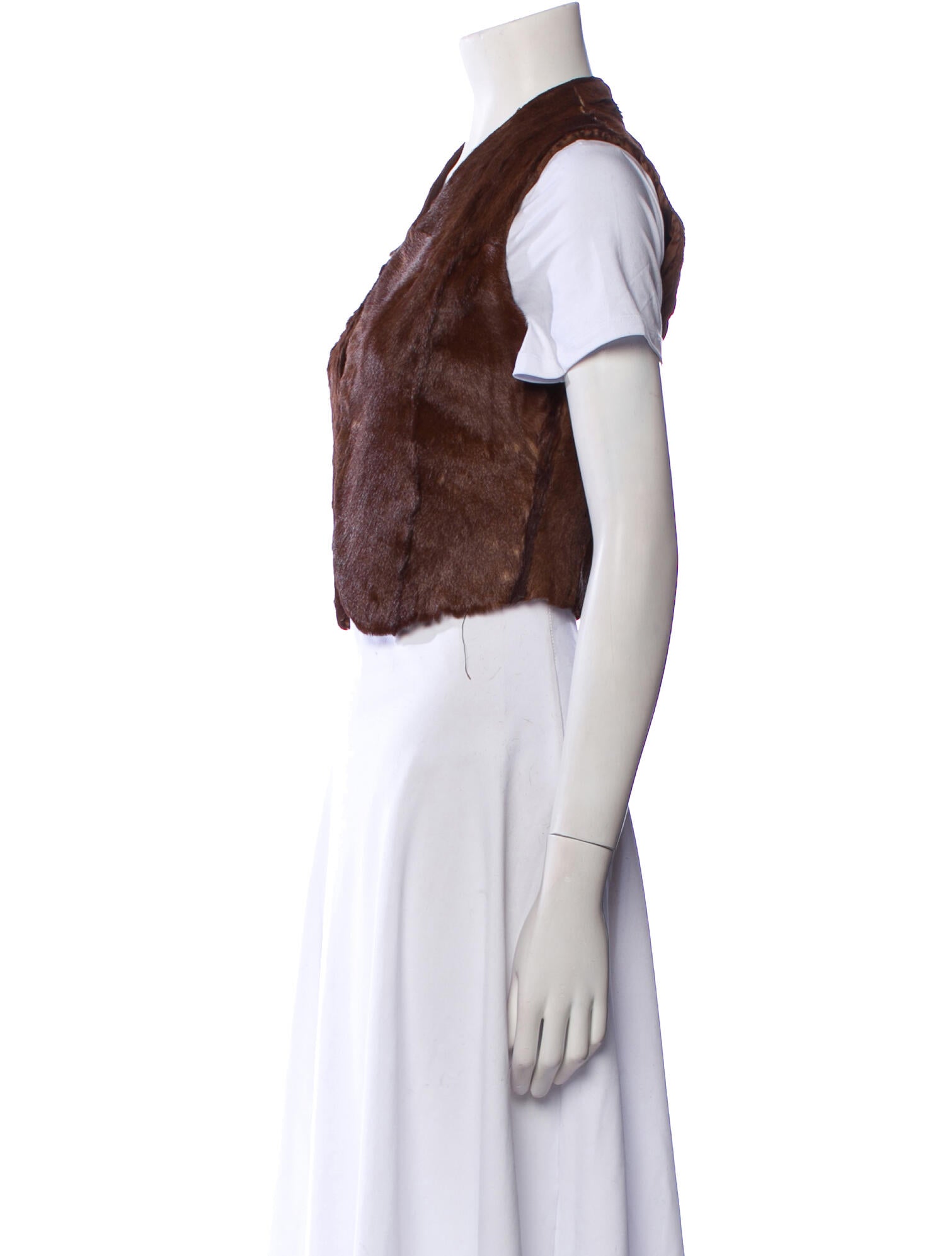 Fur V-Neck Short Sleeve Crop Top