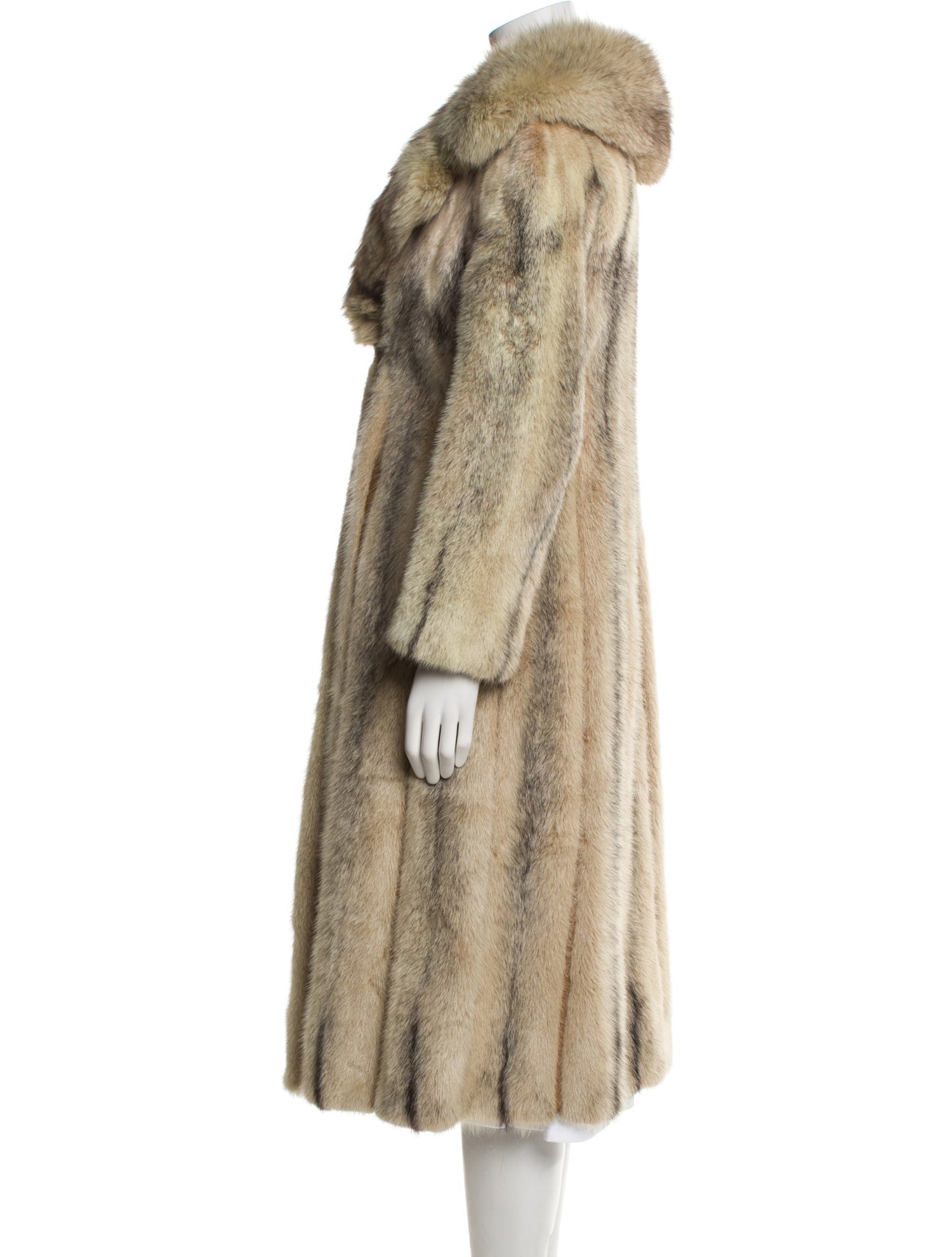 Fur Striped Fur Coat