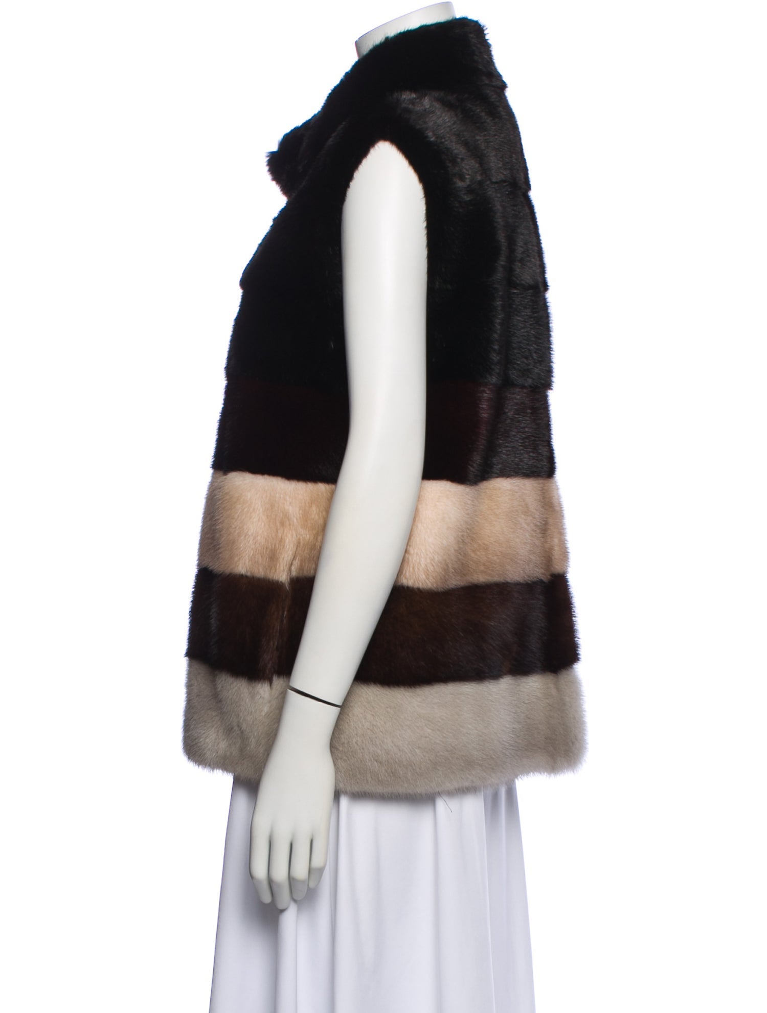 Fur Sable Colorblock Pattern Vest
