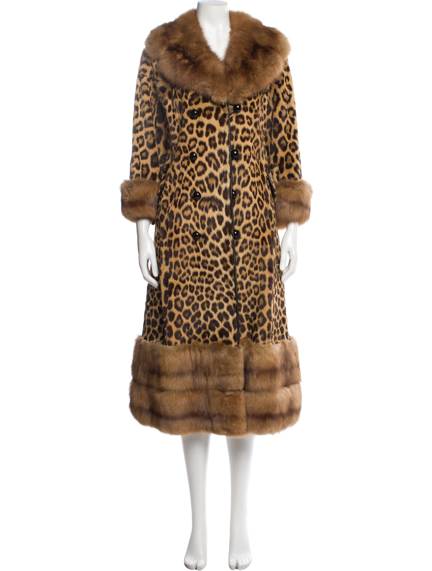 Fur Vintage Sable Fur-Trimmed Ponyhair Faux Fur Coat