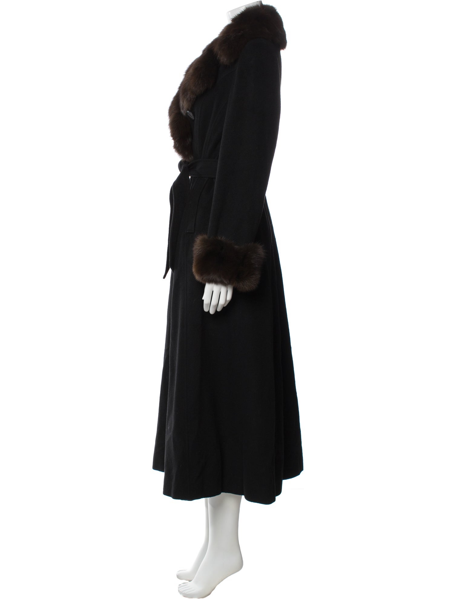 Fur Vintage Sable Fur Trim Faux Fur Coat