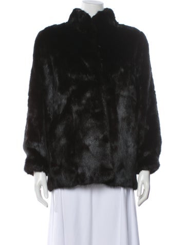 Pre-owned Fur Mink Faux  Coat In Black