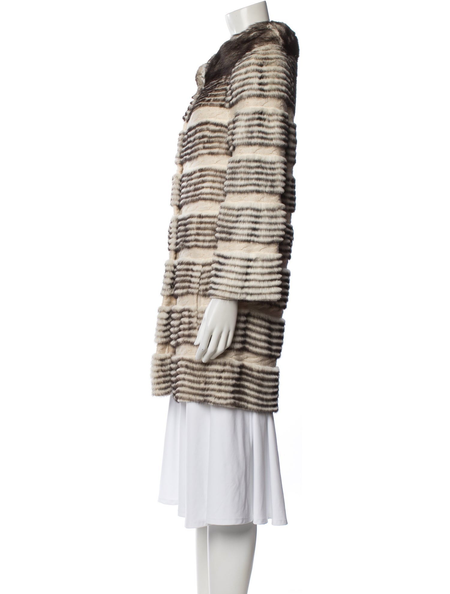 Fur Mink Striped Fur Coat