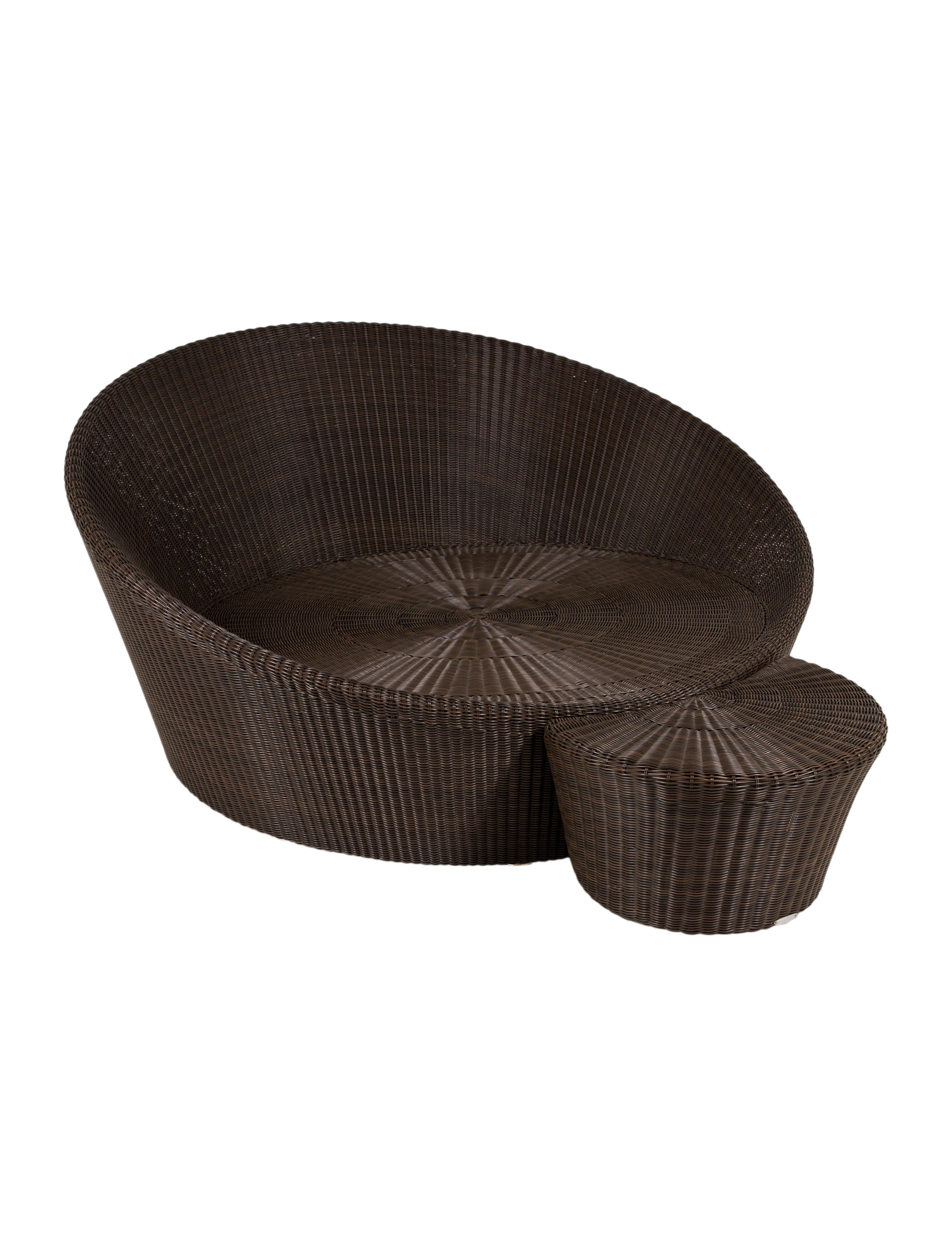 Furniture Dedon Orbit Loveseat & Side Table Set Brown Seating