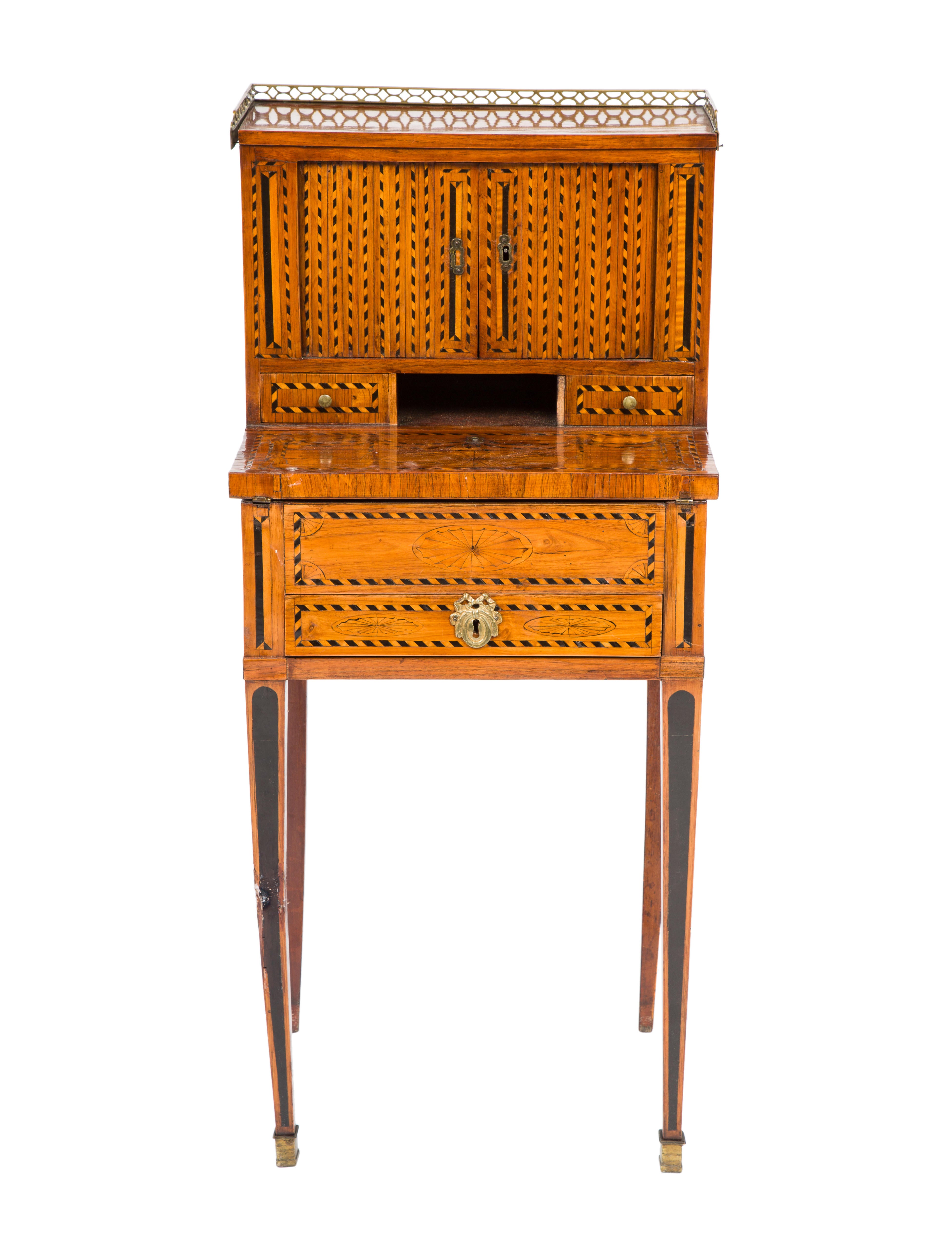 Antique Marquetry Secretary Writing Desk Furniture Furni21194 Antique Marquetry Secretary Writing Desk