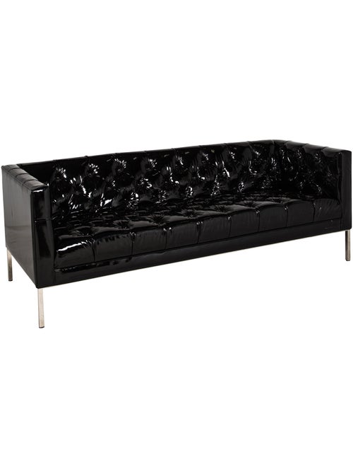 Furniture Edelman Patent Leather Tuxedo Sofa