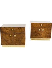 Furniture Pair Of Vintage Thomasville Burlwood Night Stands