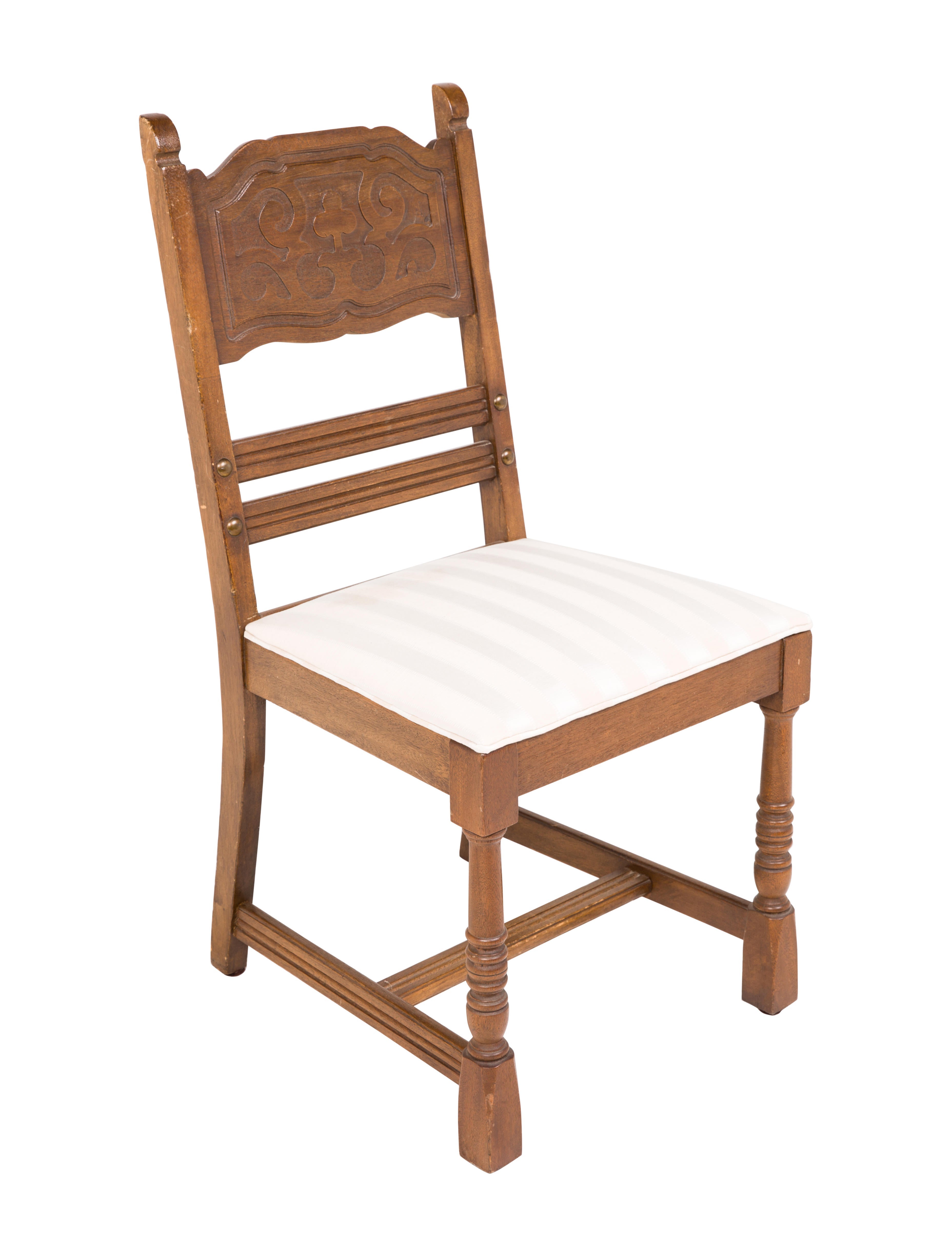 Furniture Set of 4 Carved Wood Dining Chairs Brown, 4 pieces Seating