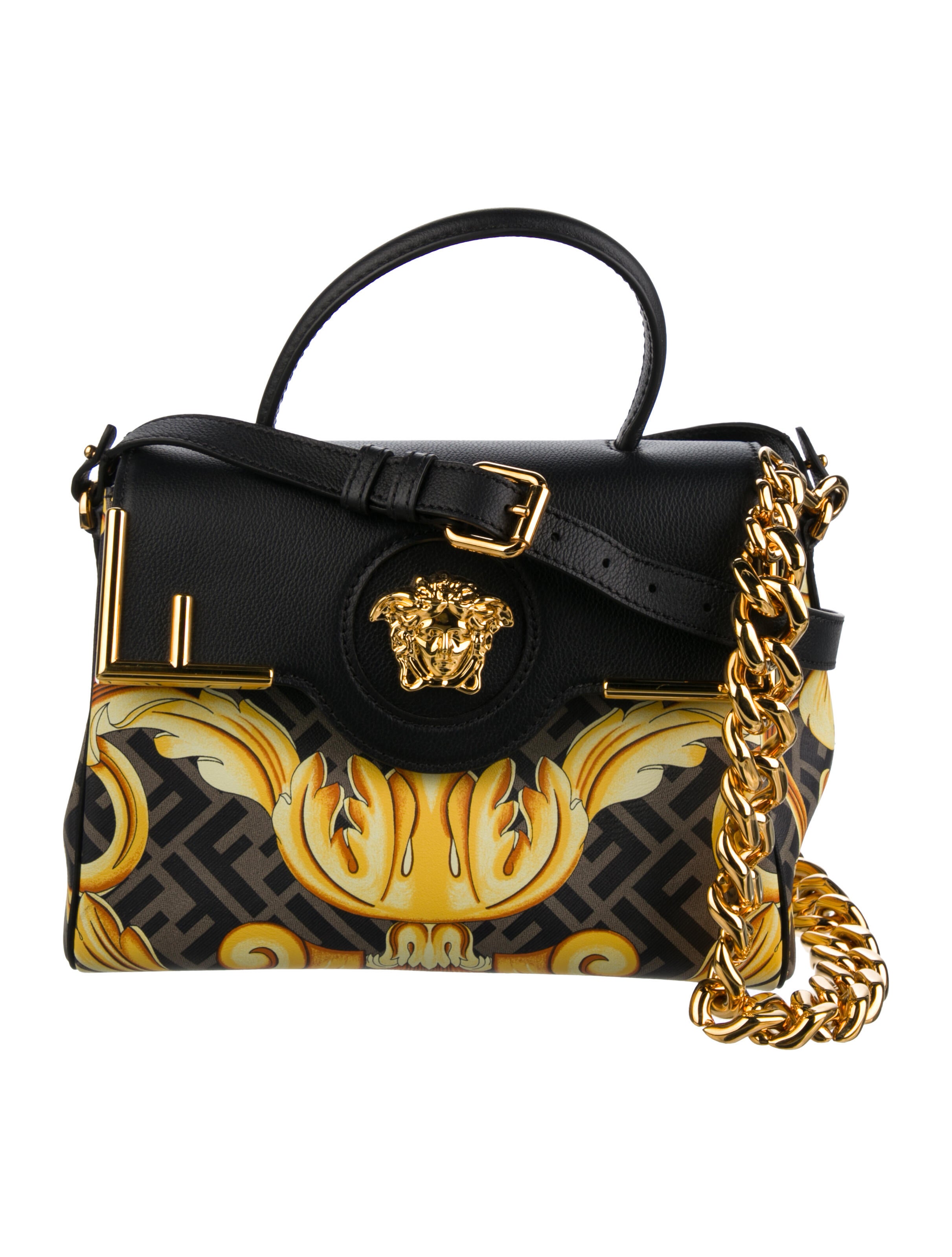 Fendace 2022 Medium La Medusa Handle Bag Black Handle Bags, Handbags