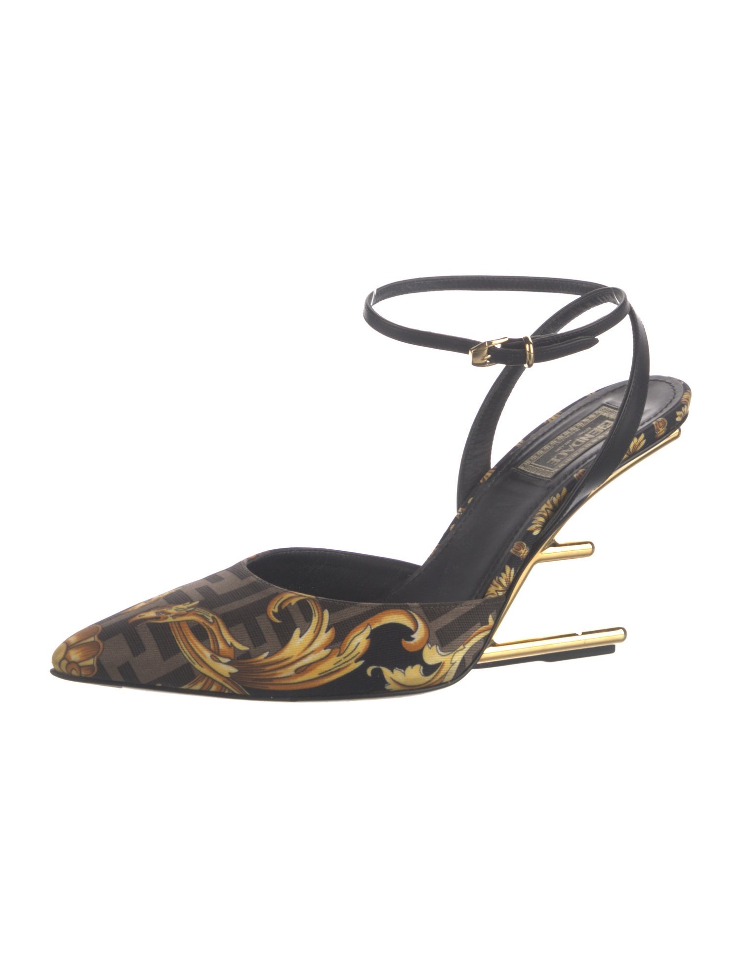 Fendace Zucca FF Logo Printed Slingback Pumps