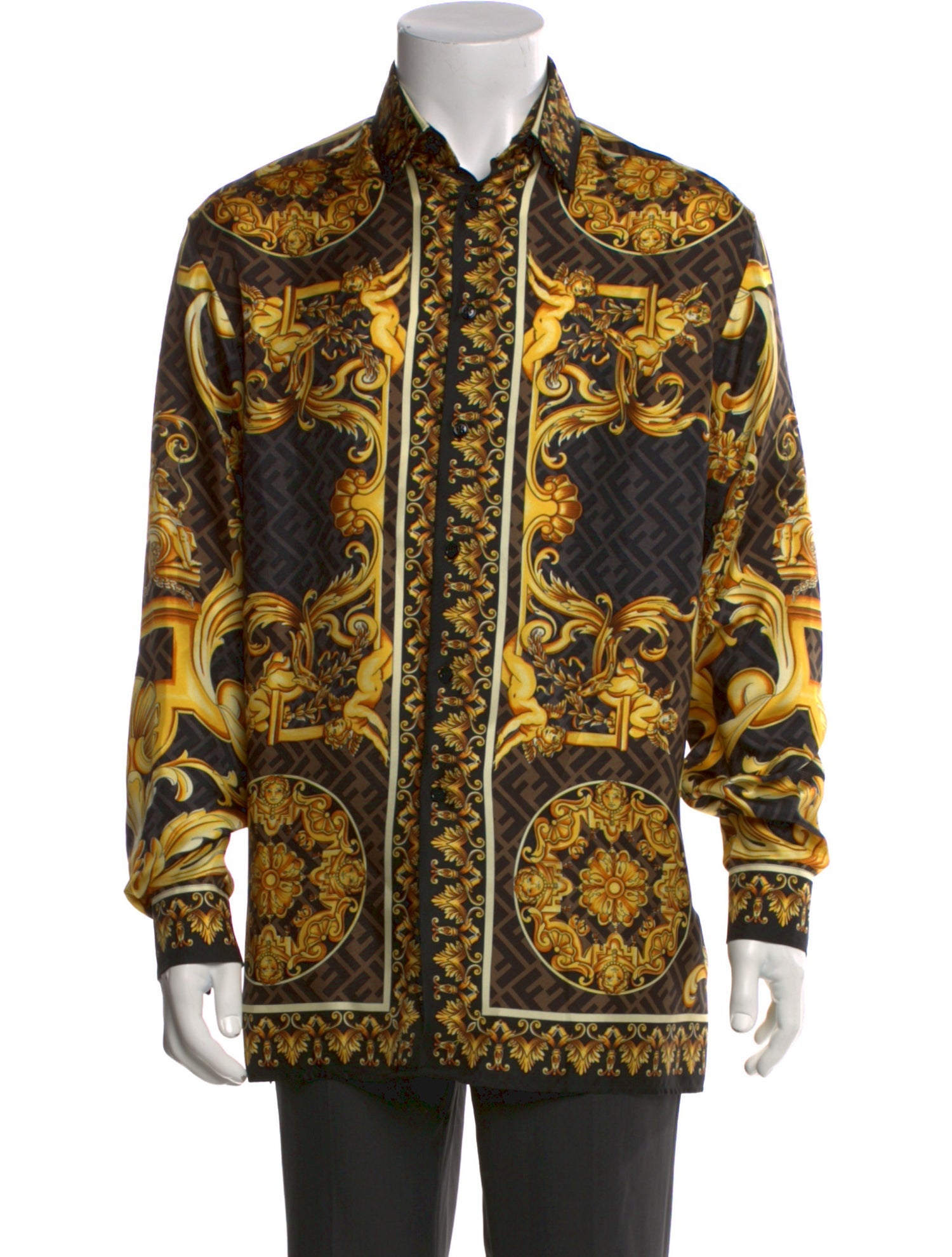 Fendace Zucca FF Logo Silk Shirt w/ Tags