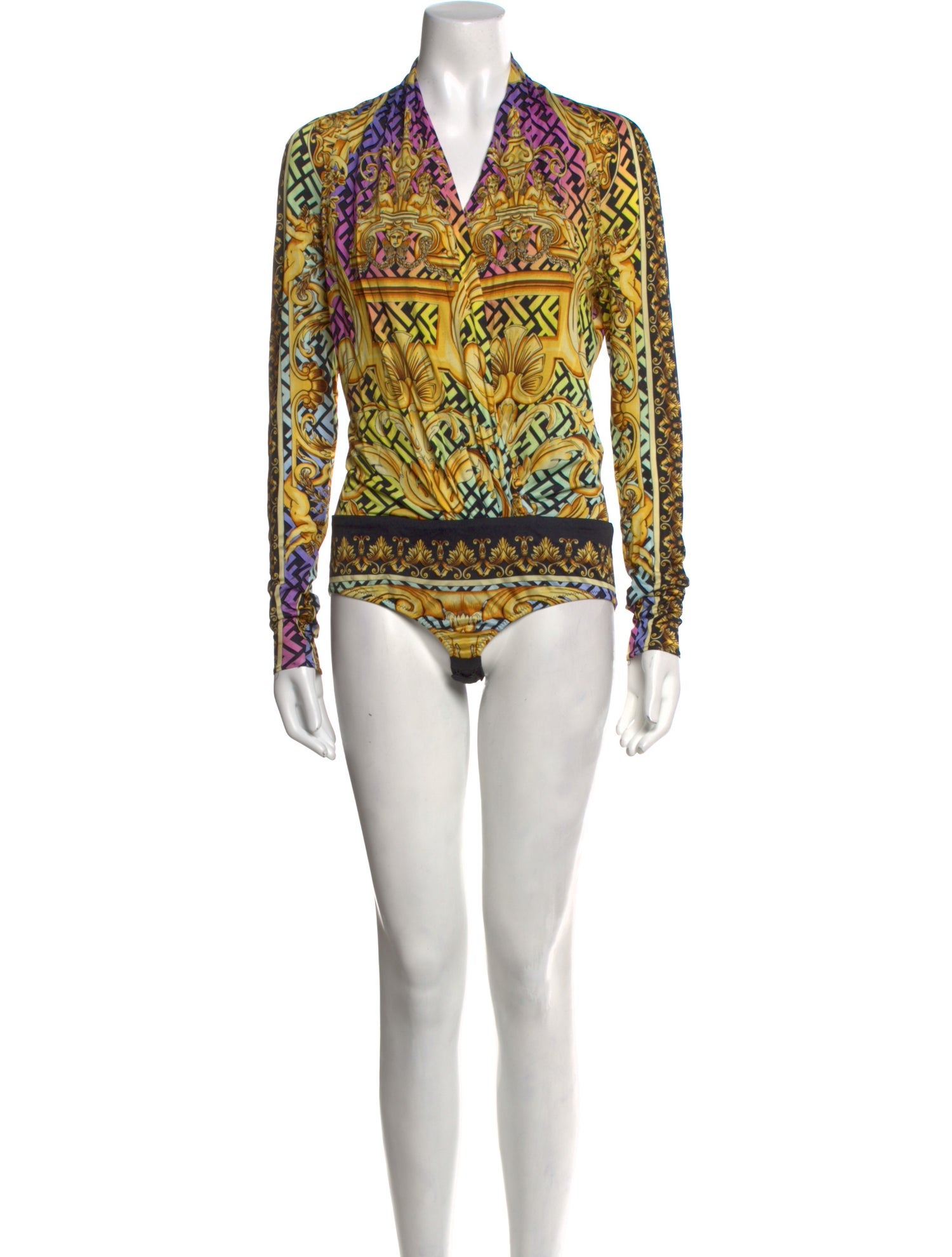 Fendace Printed V-Neck Bodysuit