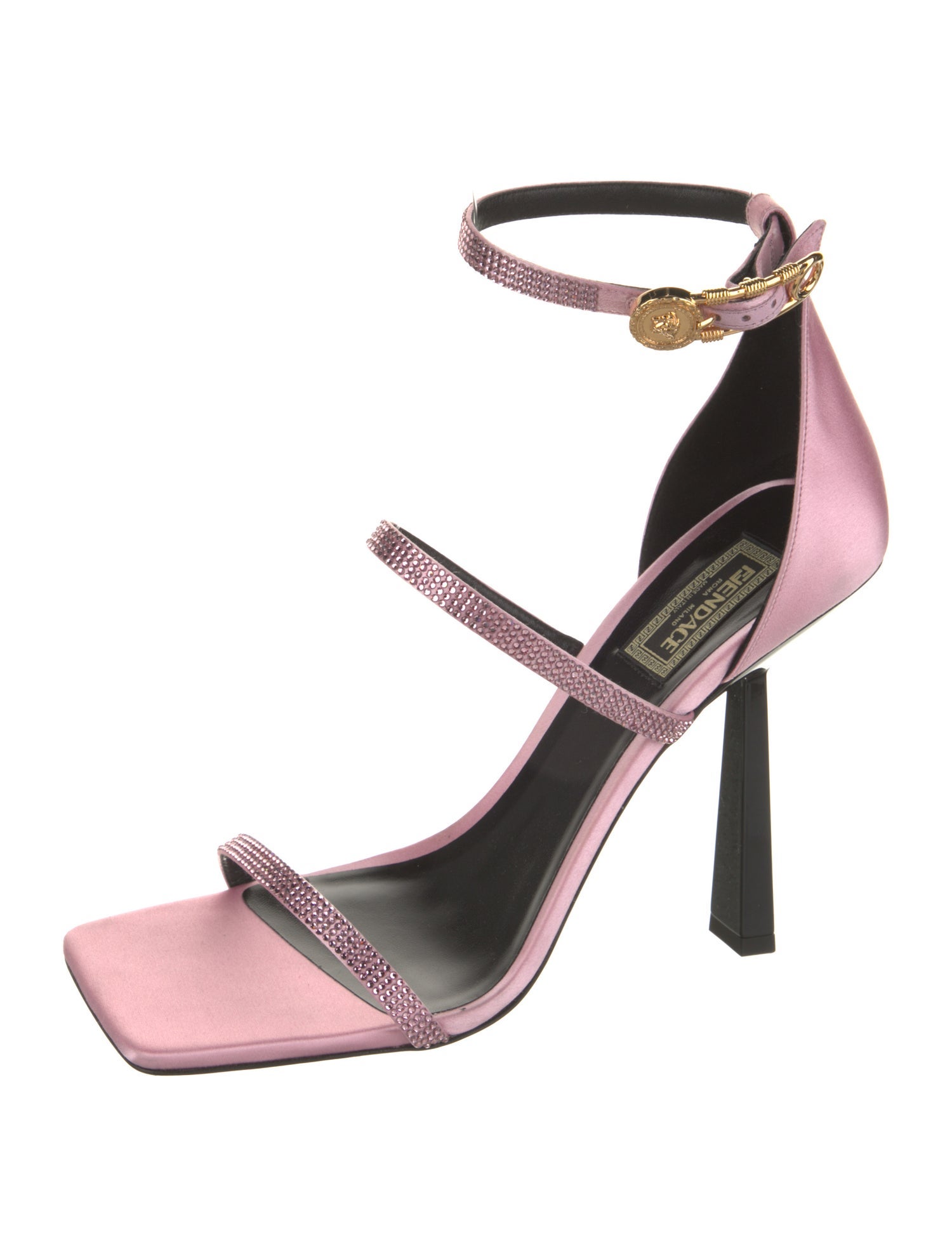 Fendace Medusa Insignia Satin Sandals