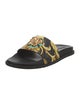 Fendace Zucca FF Logo Leather Trim Embellishment Slides