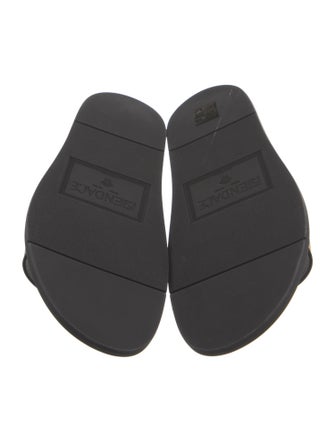 Fendace Zucca FF Logo Leather Trim Embellishment Slides