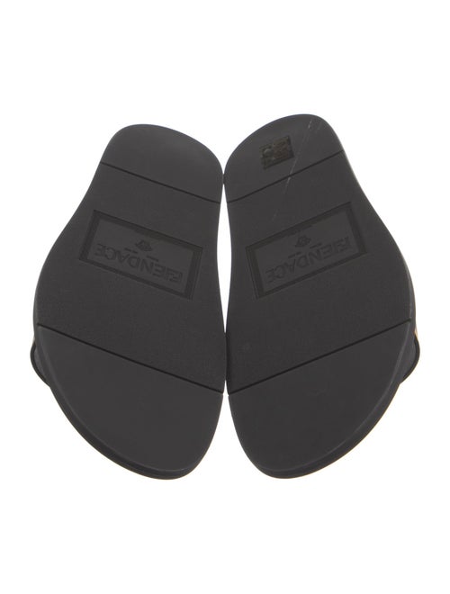 Fendace Zucca FF Logo Leather Trim Embellishment Slides