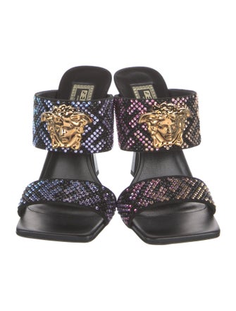 Fendace Zucca FF Logo Leather Slides