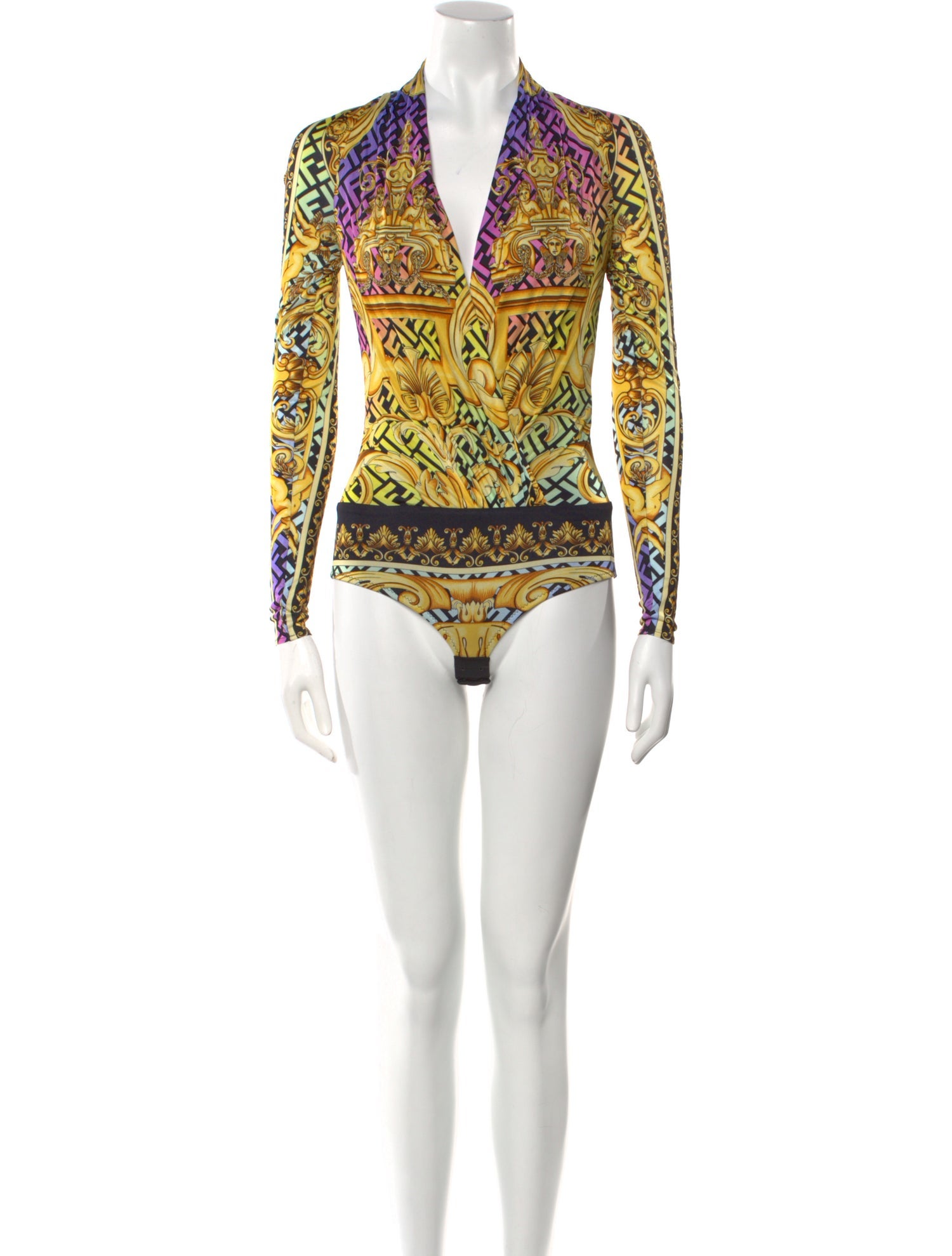 Fendace Printed V-Neck Bodysuit w/ Tags