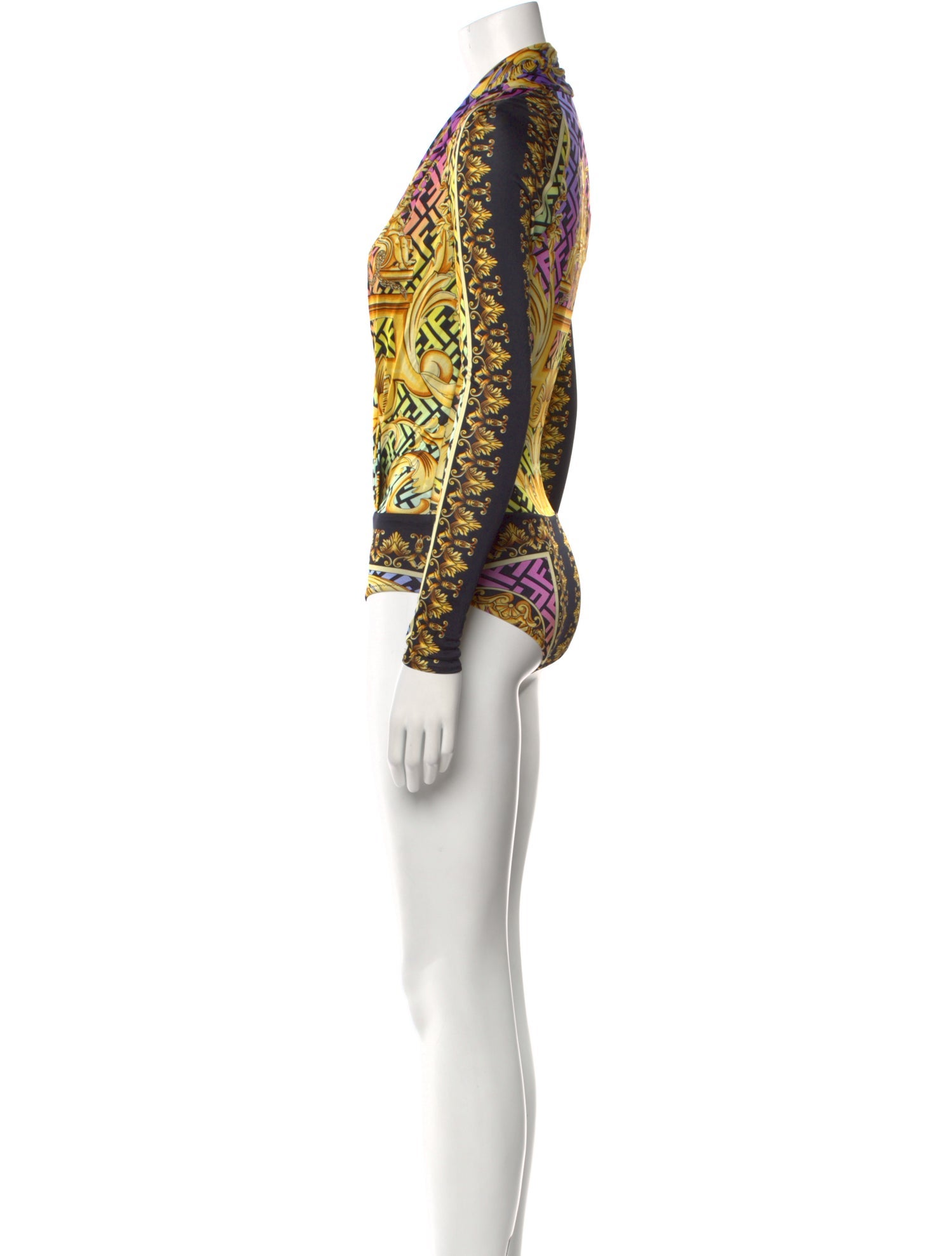 Fendace Printed V-Neck Bodysuit w/ Tags