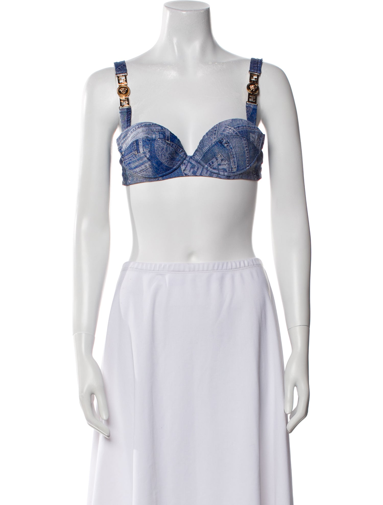 Fendace Denim Logo Bra