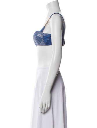 Fendace Denim Logo Bra
