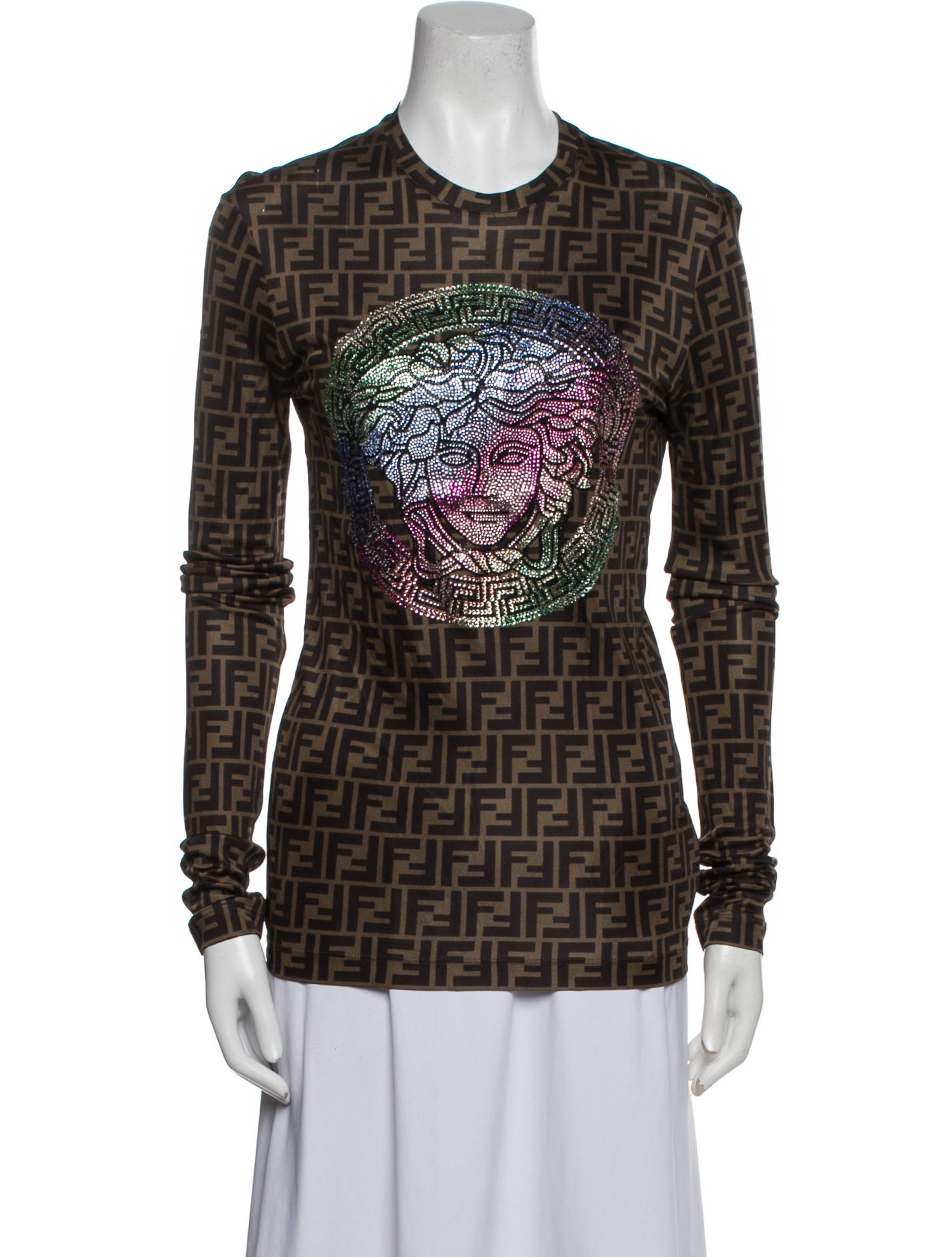 Fendace Printed Crew Neck Top w/ Tags