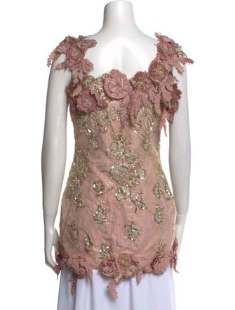 Fe Zandi Lace Pattern Square Neckline Blouse