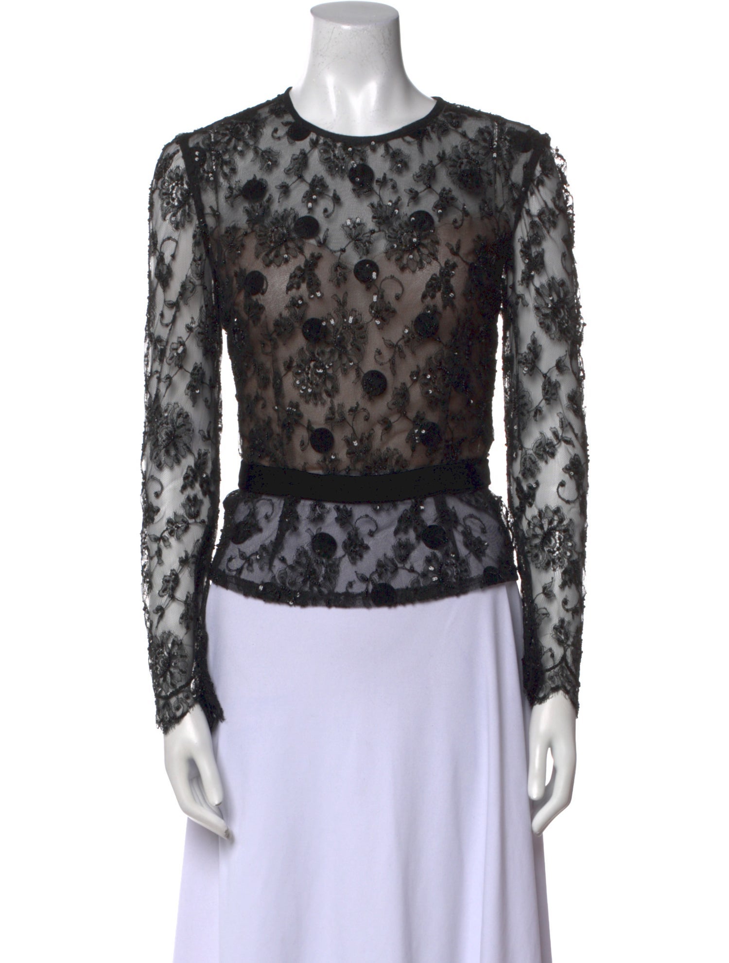 Fe Zandi Lace Pattern Crew Neck Top