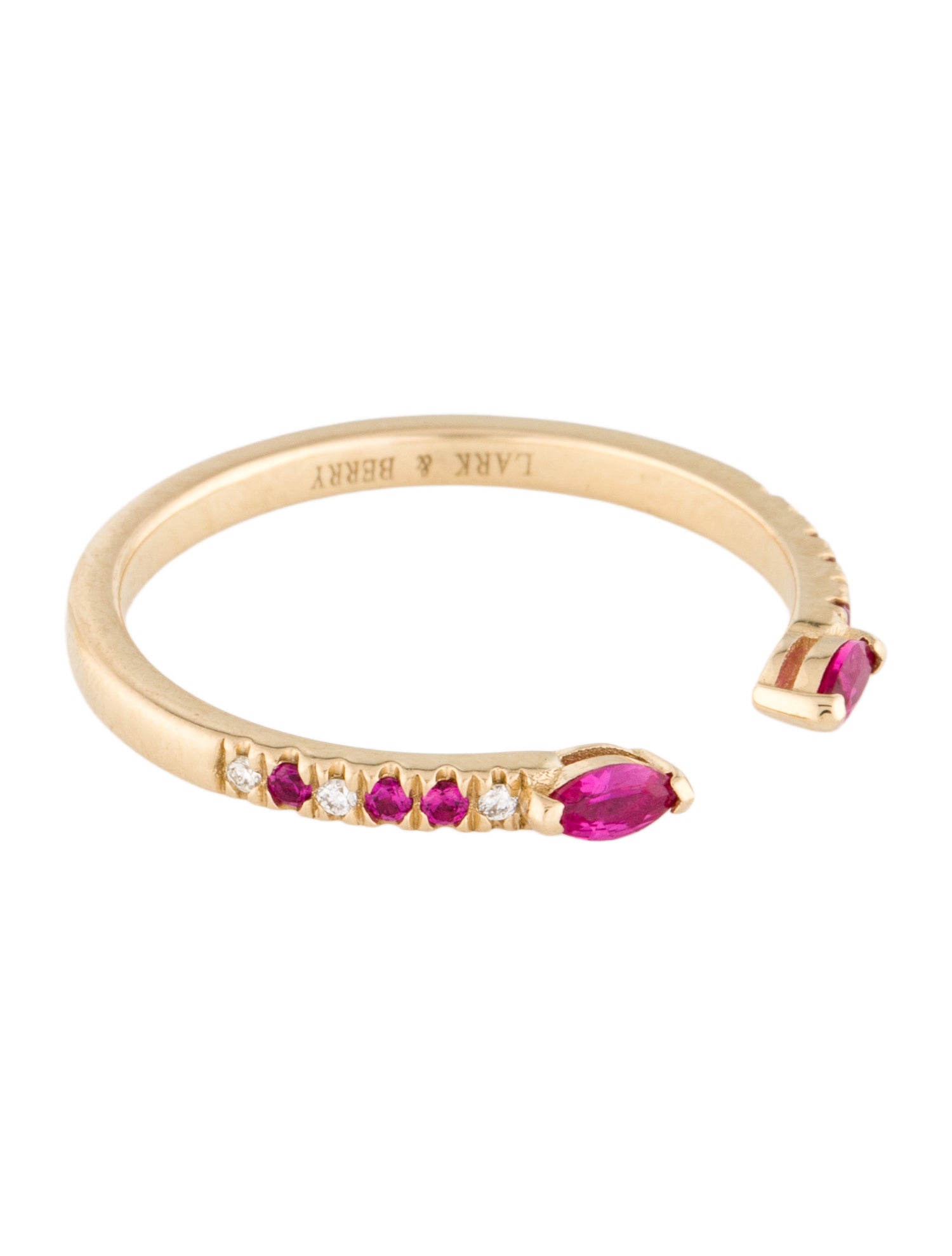 Lark & Berry 14K Synthetic Ruby & Lab-Grown Diamond Veto Open Stackable Ring