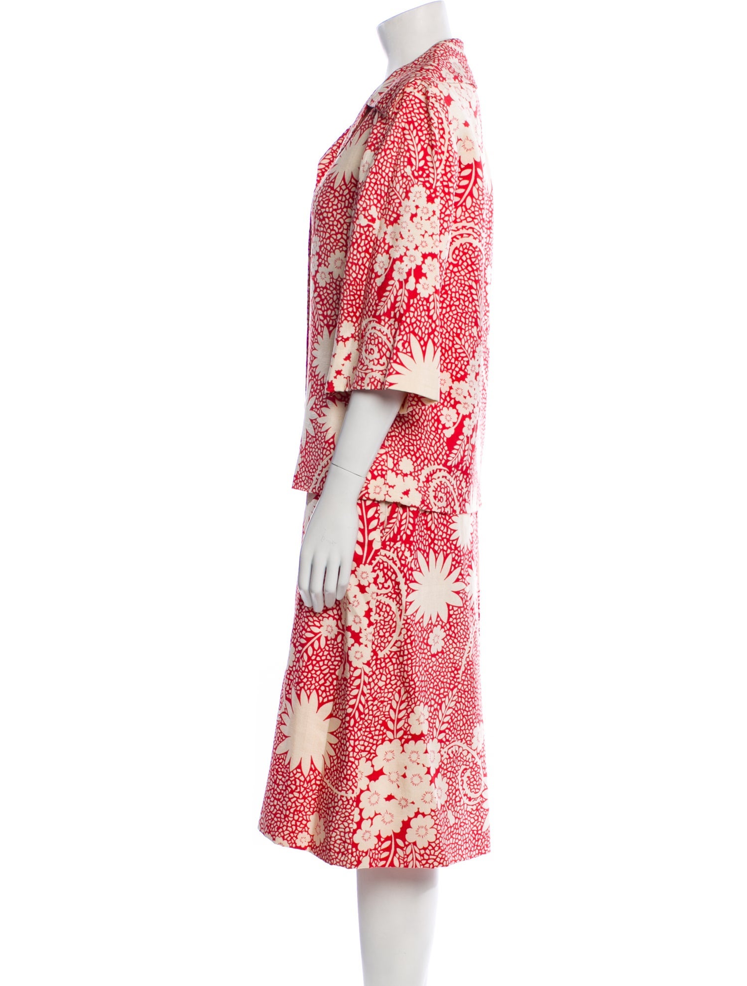 Galanos Vintage Floral Print Skirt Set