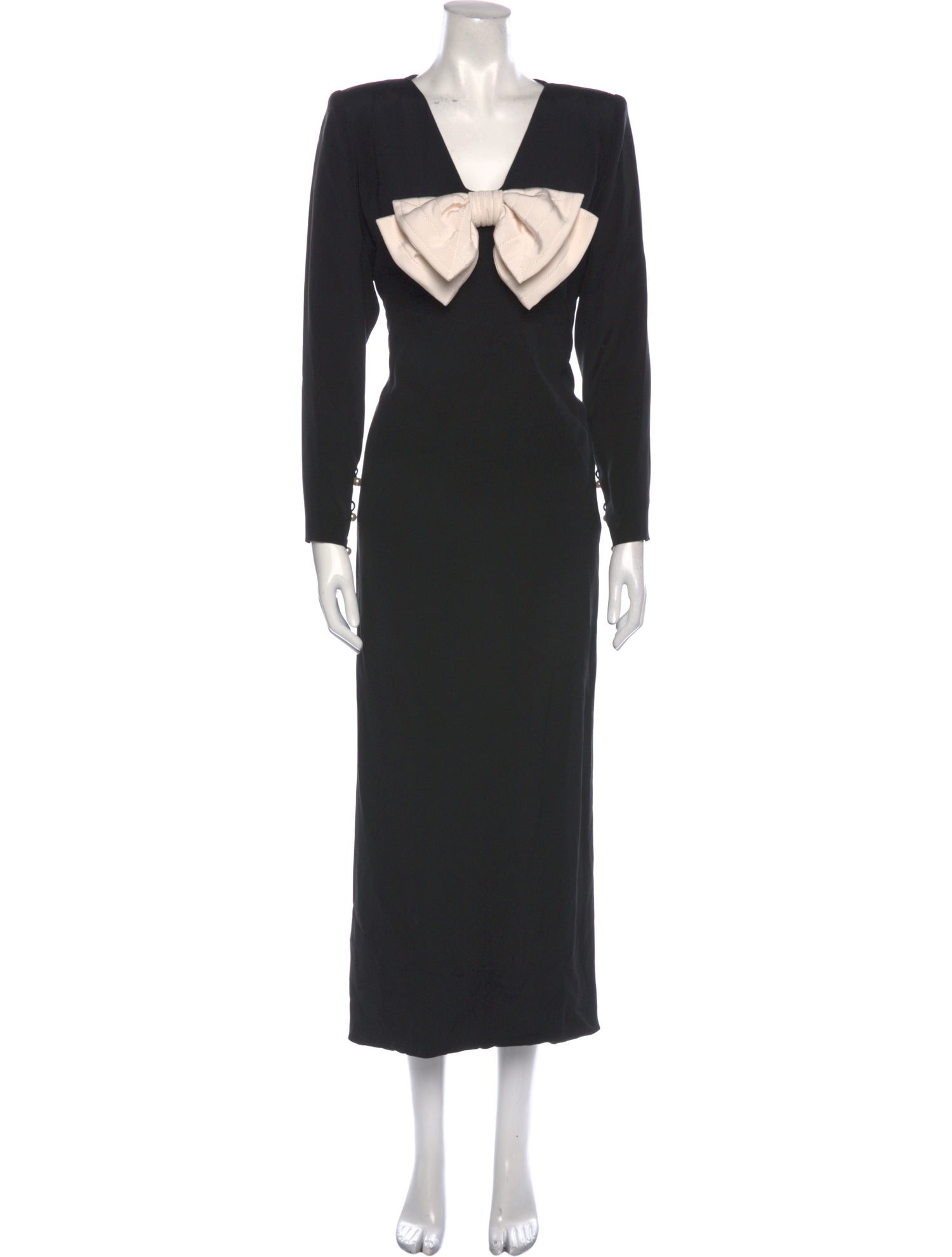 Galanos V-Neck Long Dress