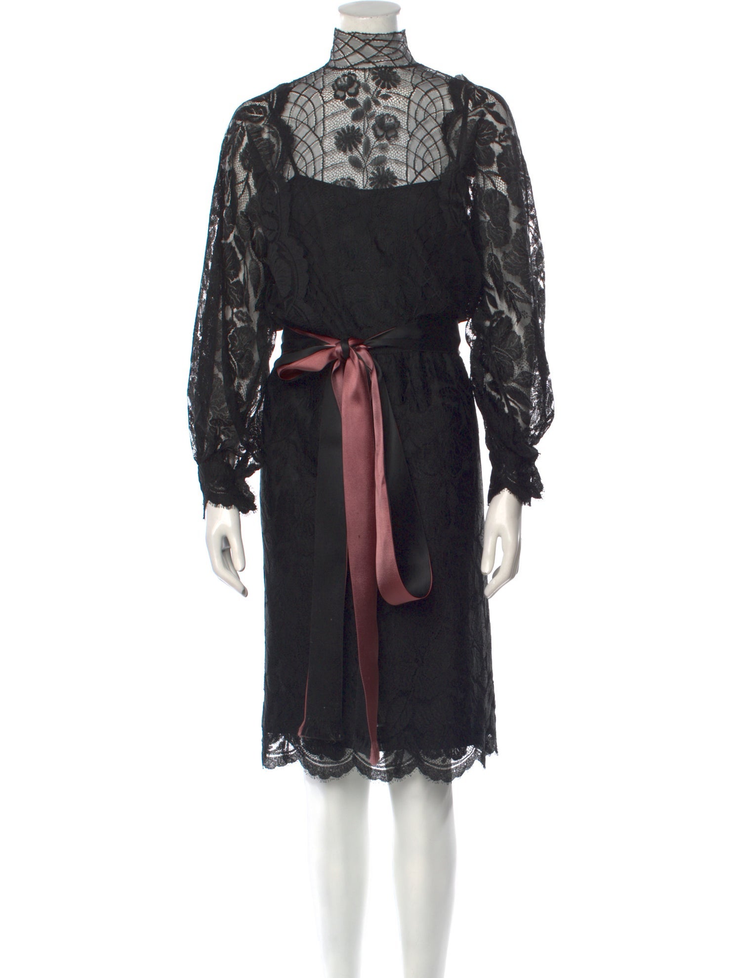 Galanos Lace Pattern Knee-Length Dress