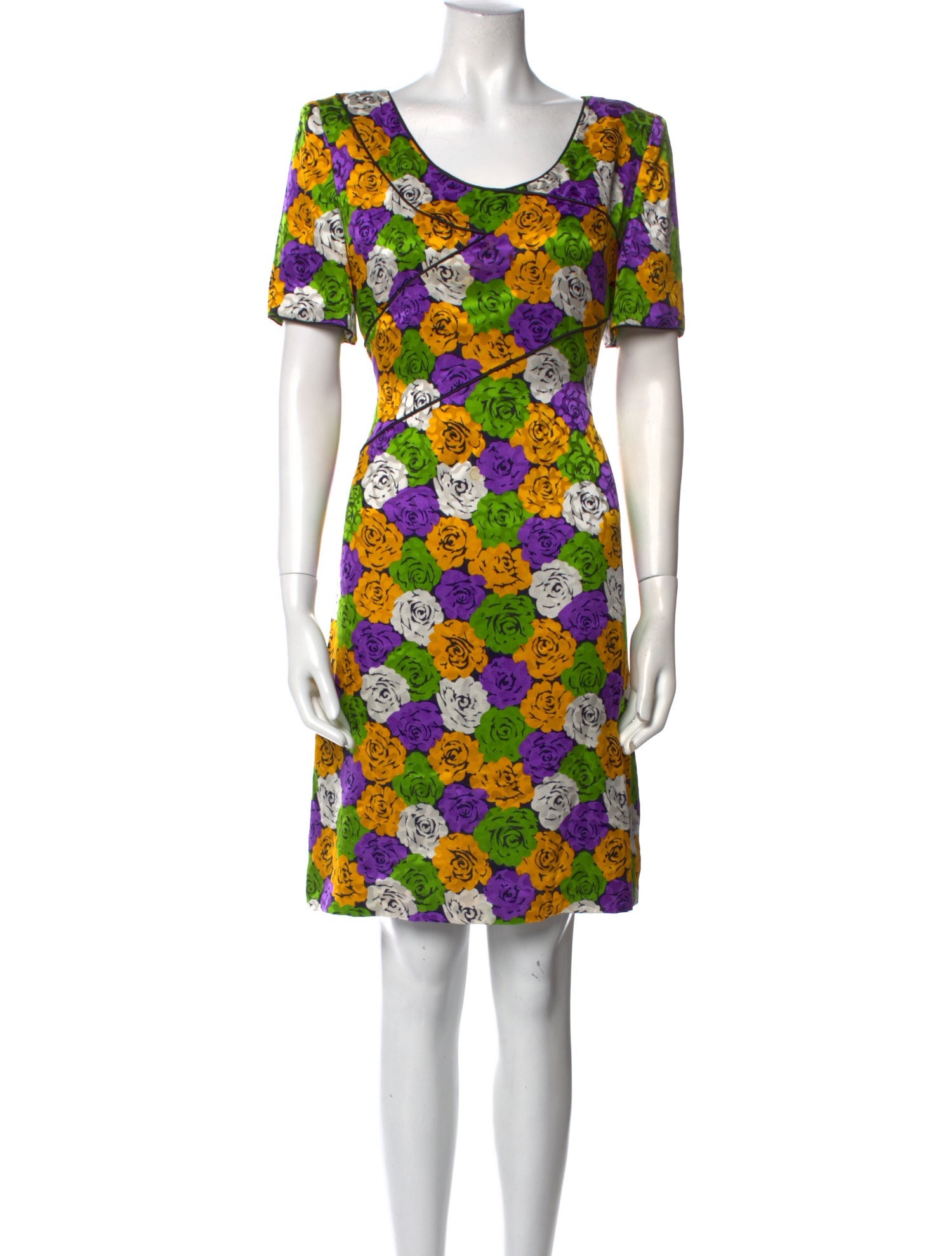 Galanos Floral Print Knee-Length Dress