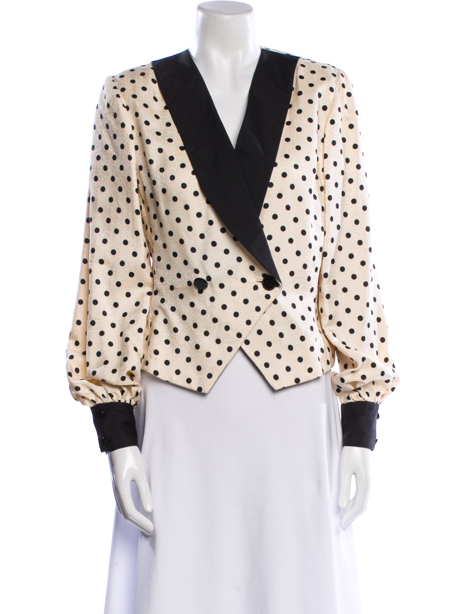 Galanos Silk Polka Dot Print Blazer