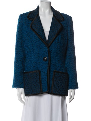 Pre-owned Galanos Tweed Pattern Blazer In Blue