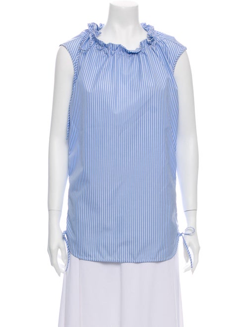 Georgia Alice Striped Crew Neck Blouse Blue