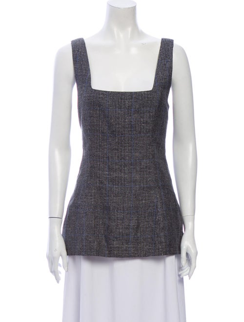 Georgia Alice Linen Square Neckline Top Grey