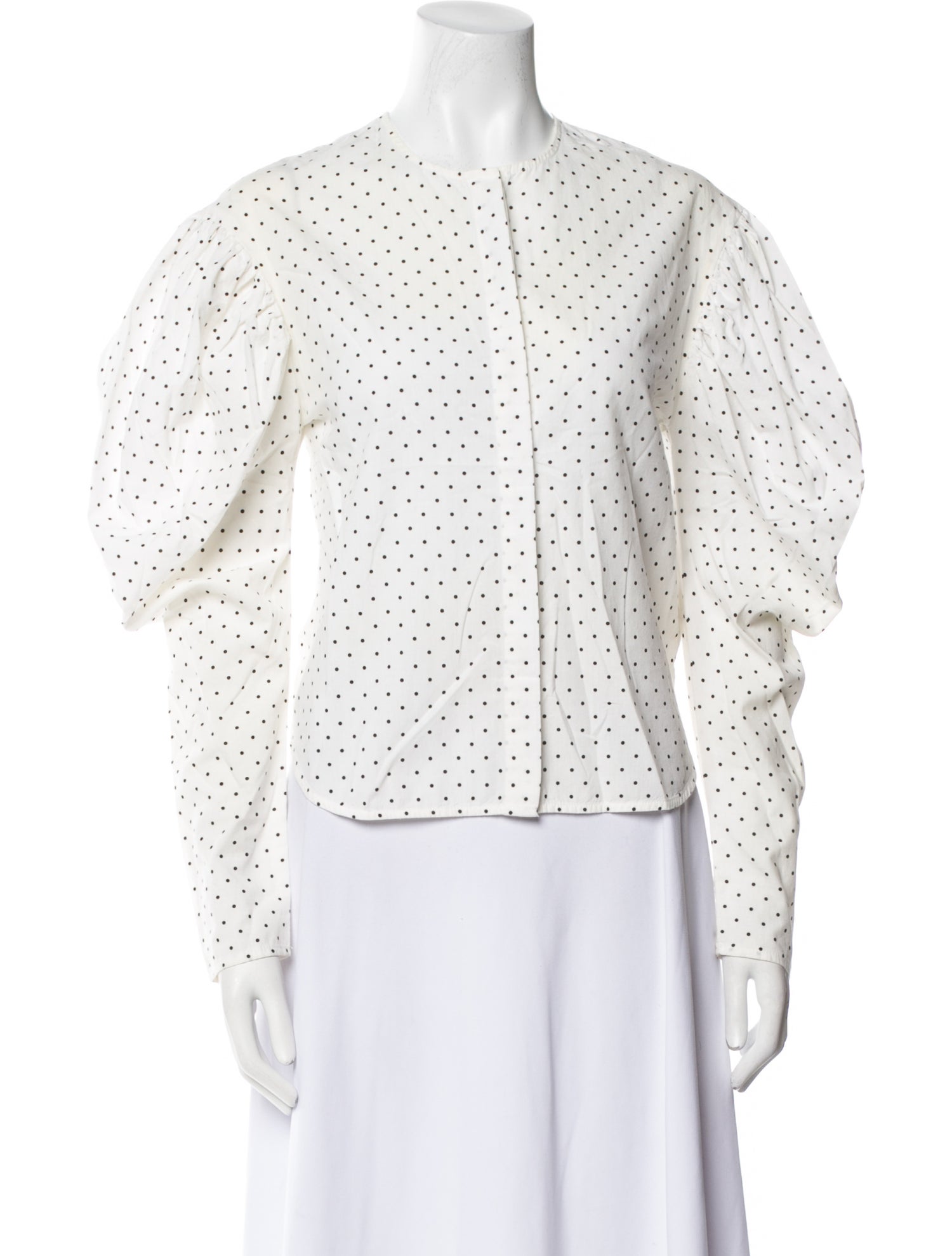 Georgia Alice Polka Dot Print Crew Neck Button-Up Top