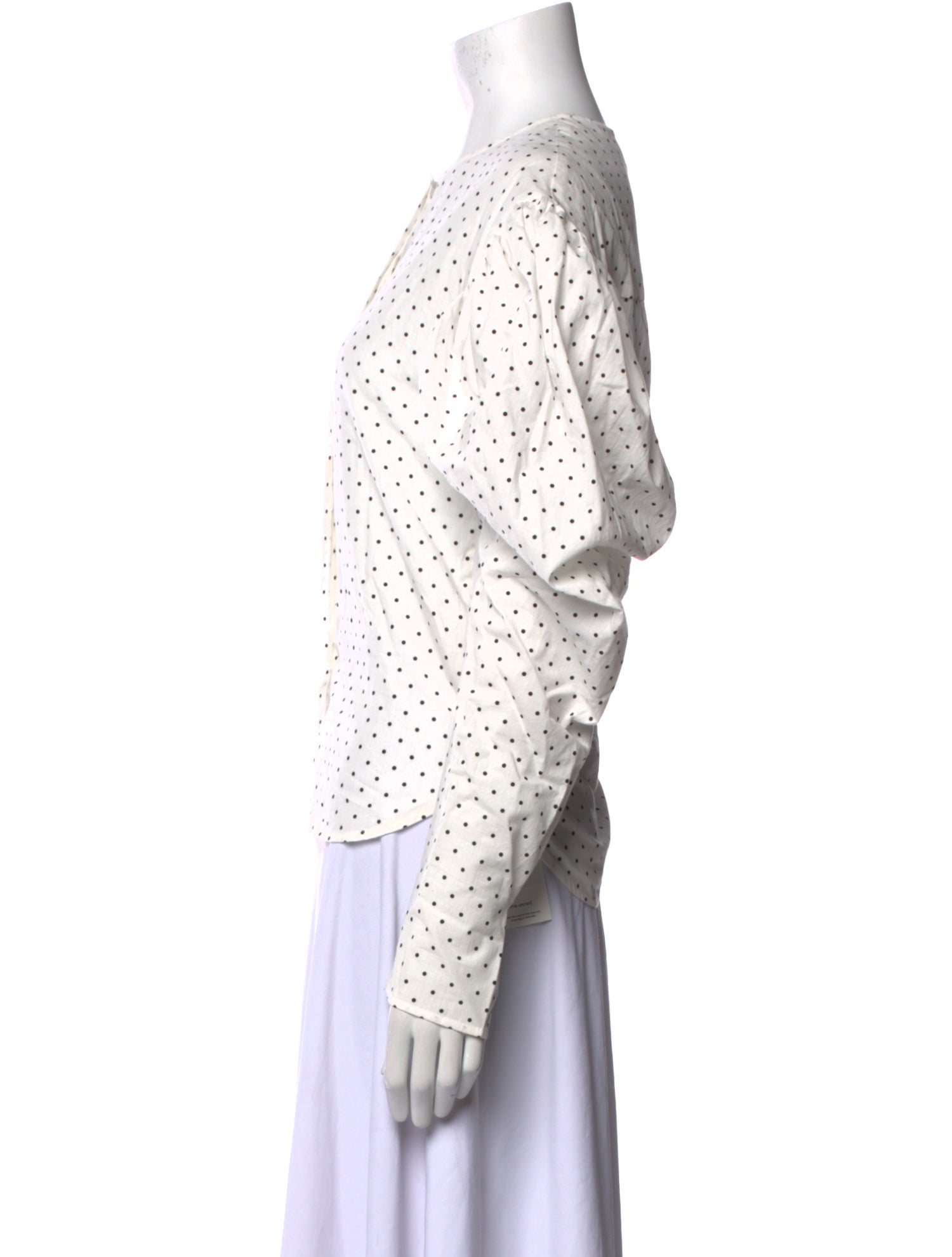 Georgia Alice Polka Dot Print Crew Neck Button-Up Top