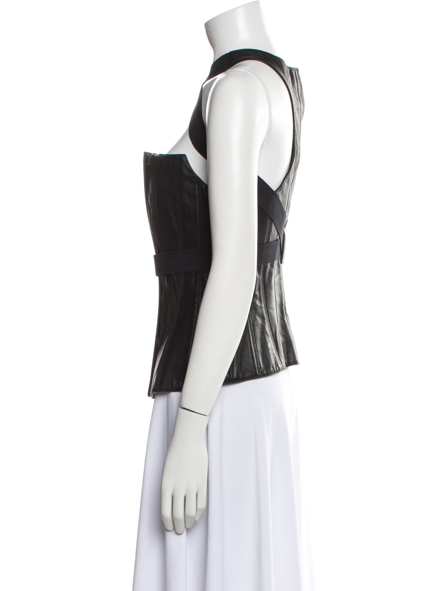 Gareth Pugh Lamb Leather Halterneck Top