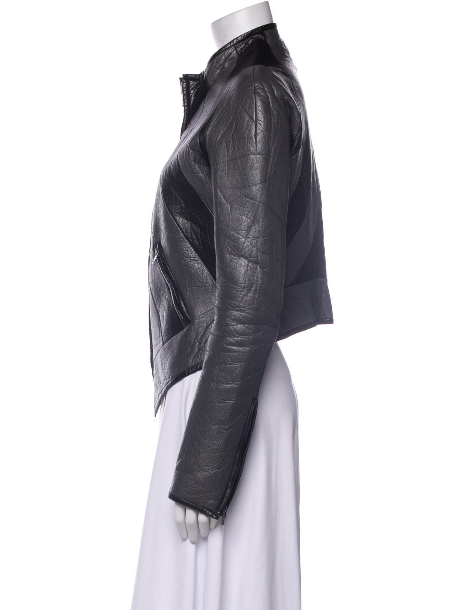 Gareth Pugh Leather Colorblock Pattern Jacket