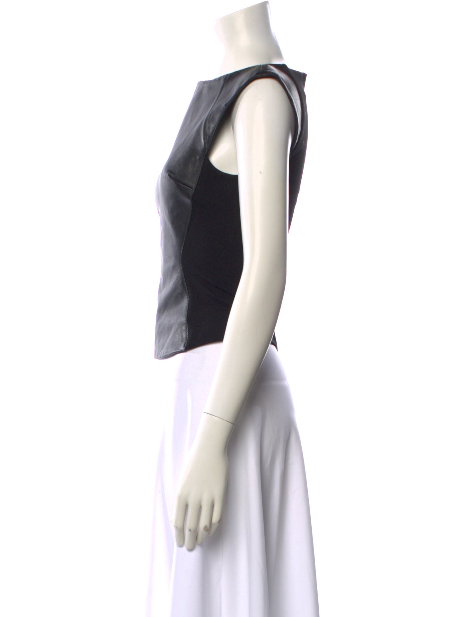 Gareth Pugh Leather Bateau Neckline Top