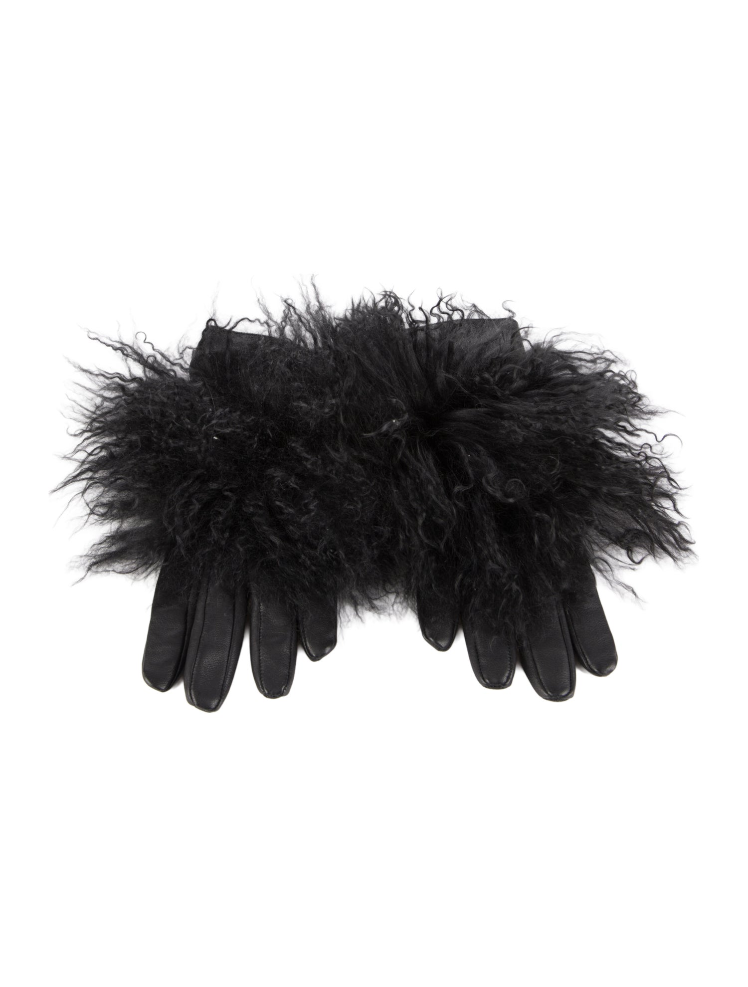 Gareth Pugh winter leather gloves with fur
