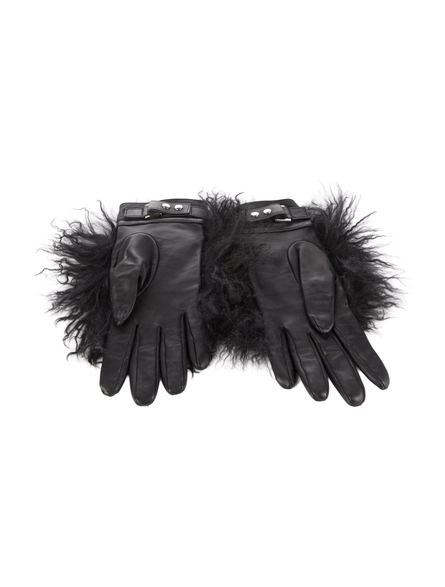 Gareth Pugh winter leather gloves with fur