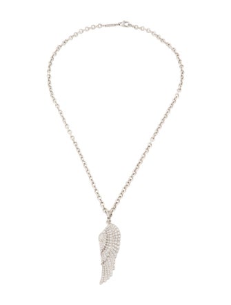 Garrard 18K 1.49ctw Diamond Wings Classic Large Pendant Necklace