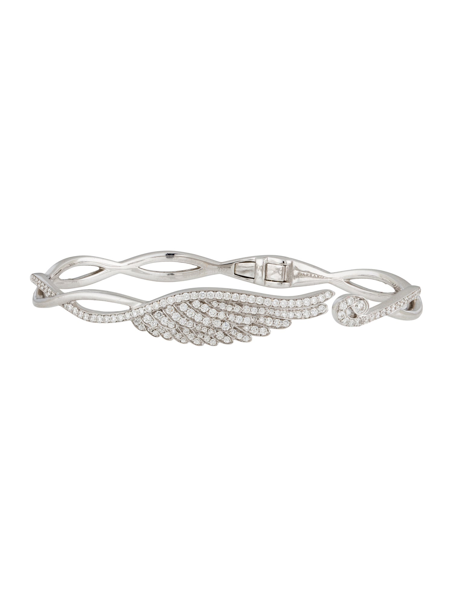 Garrard 18K 1.02ctw Diamond Wings Embrace Bangle Bracelet