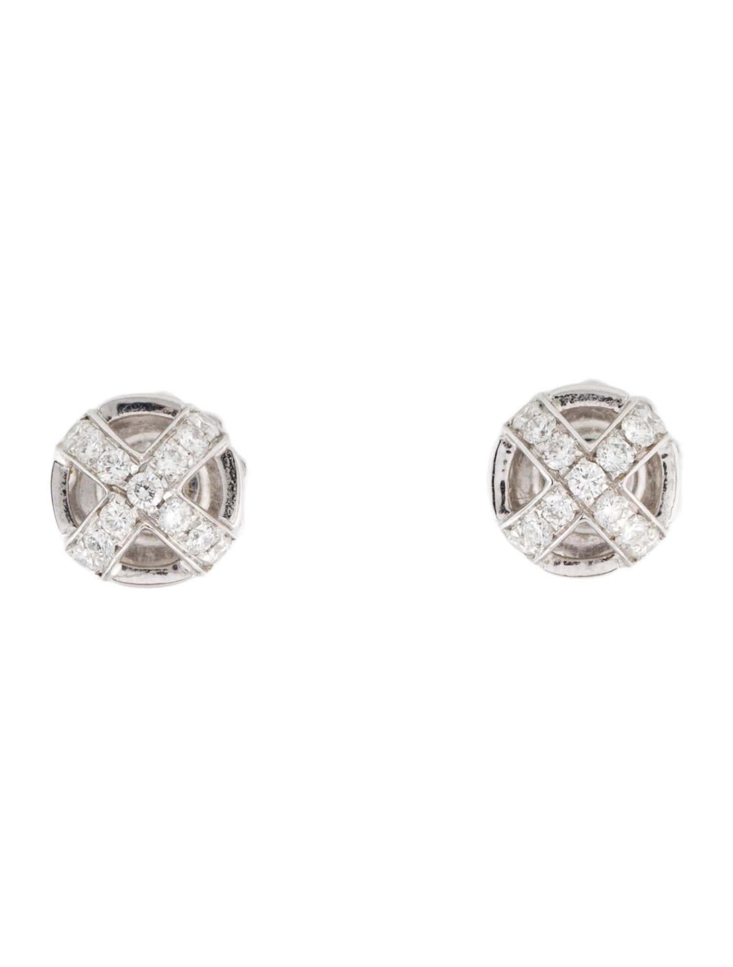 Garrard 18K Diamond X Dome Stud Earrings