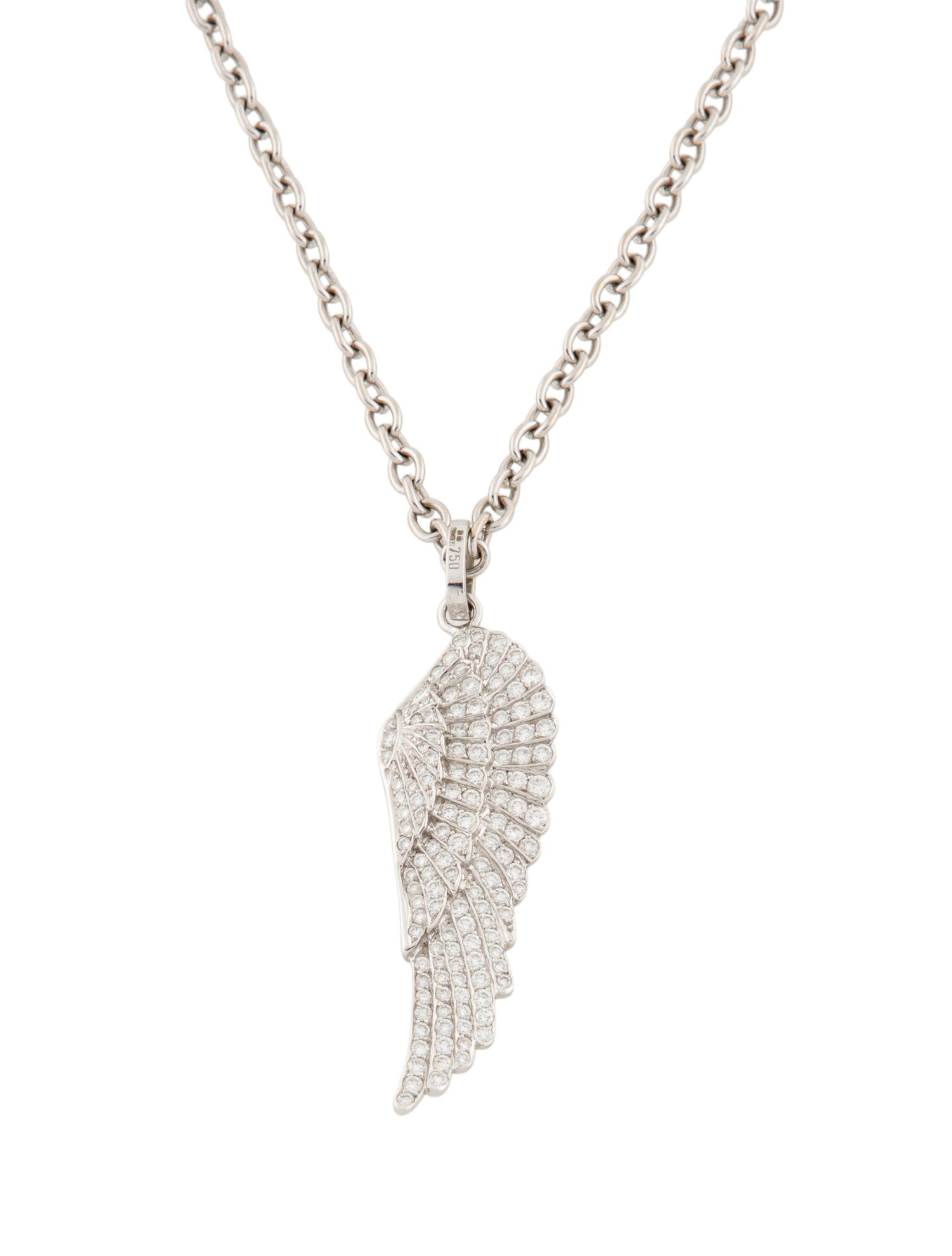 Garrard 18K 1.49ctw Diamond Wings Classic Large Pendant Necklace
